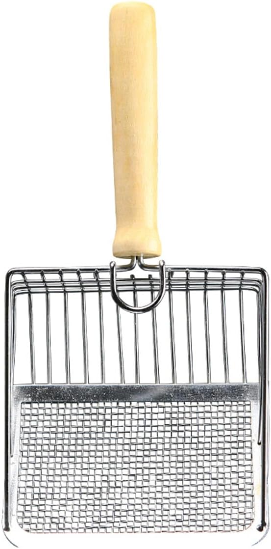 Cat Litter Shovel Wood Handle Metal Scooper with Hook Portable Stainless Steel Sifting Kitten Toilet Cleaning Tool Pet Products