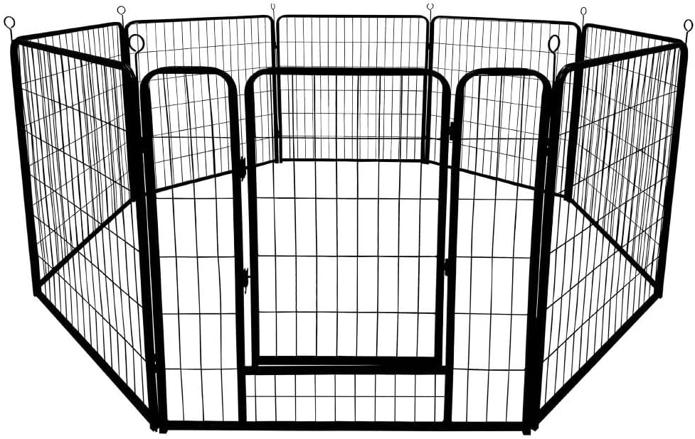 VAKA 32" Dog Playpen, 8 Panels Sturdy Metal Pet Exercise Pen, Extra Strong Folding Fence for Puppy, Rabbit, Chicken, 80cm High Portable Enclosure Fence for Indoor Outdoor Yard