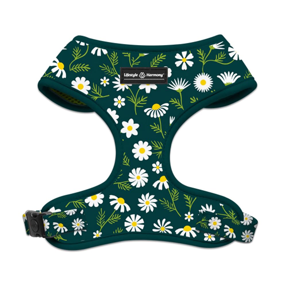 Adjustable Pet Harness and Leash Set—no-Pull, Lightweight, Breathable, Soft-Padded, Escape-Proof Comfortable for Puppies,Small Dogs,Cats,All Fur Animals. Leash for Easy Walks (Large, Floral)