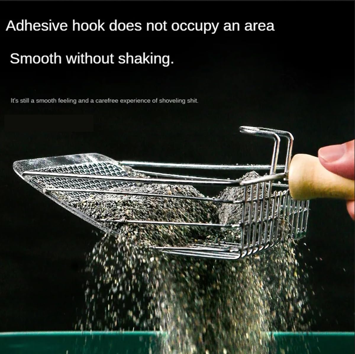 Cat Litter Shovel Wood Handle Metal Scooper with Hook Portable Stainless Steel Sifting Kitten Toilet Cleaning Tool Pet Products