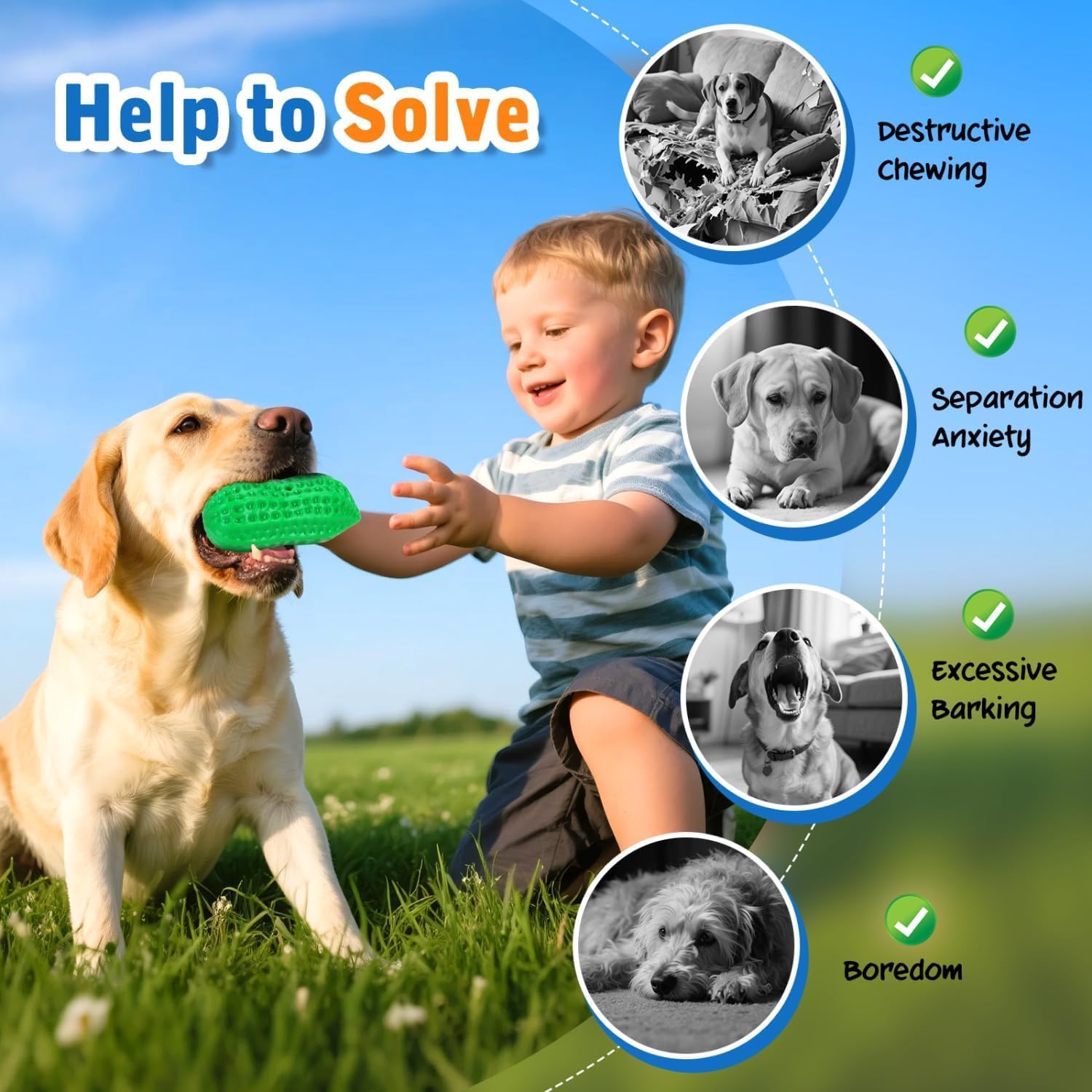 Squeaky Dog Toys, 4 Pack Peanut Chew Ball for Pet Teeth Cleaning Puppy Chew Toy, Interactive Durable for Medium Large Small Breeds Puppy Teething