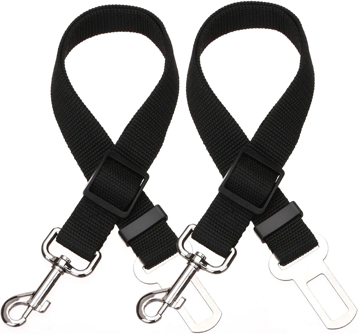 Elisel 2 Packs Adjustable Length Pet Dog Cat car seat Belt Pet seat Belt Pet Accessories for Dogs Cats and Pets (Black)