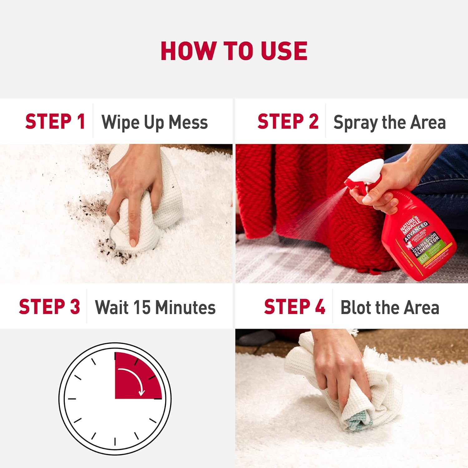 Nature’s Miracle Advanced Dog Stain And Odour Eliminator, Sunny Lemon Scent, 946ml, Severe Mess Enzymatic Formula, Pet Urine Destroyer, Multi-Surface Cleaner - Use On Carpet & Furniture, Trigger Spray