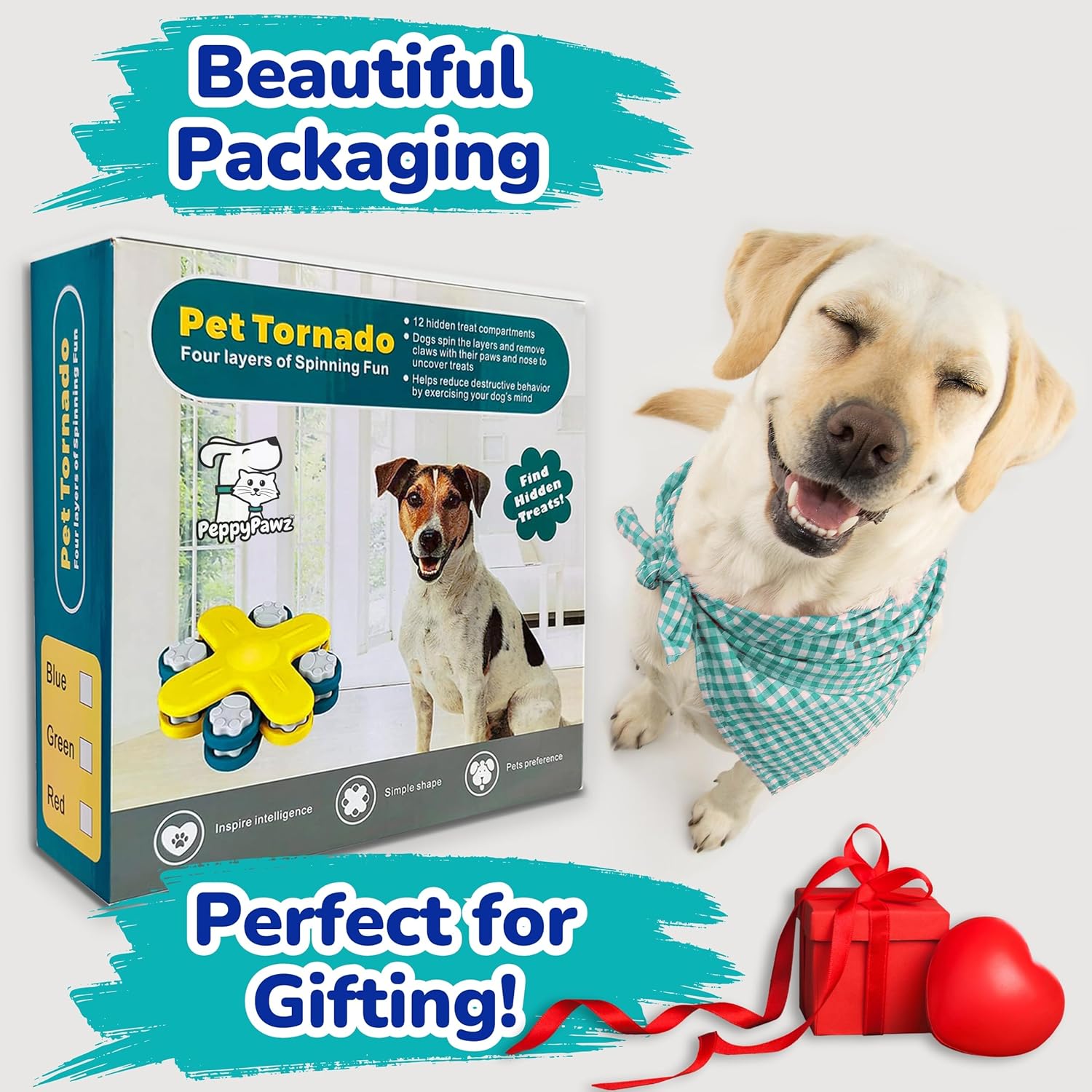 Interactive Dog Food Puzzle Feeder Toy for Smart Dogs and Cats, Mental Stimulation Slow Feeding Treat Game for Boredom & Enrichment, Puppy, Small & Medium Pet Brain Stimulating Birthday Gift