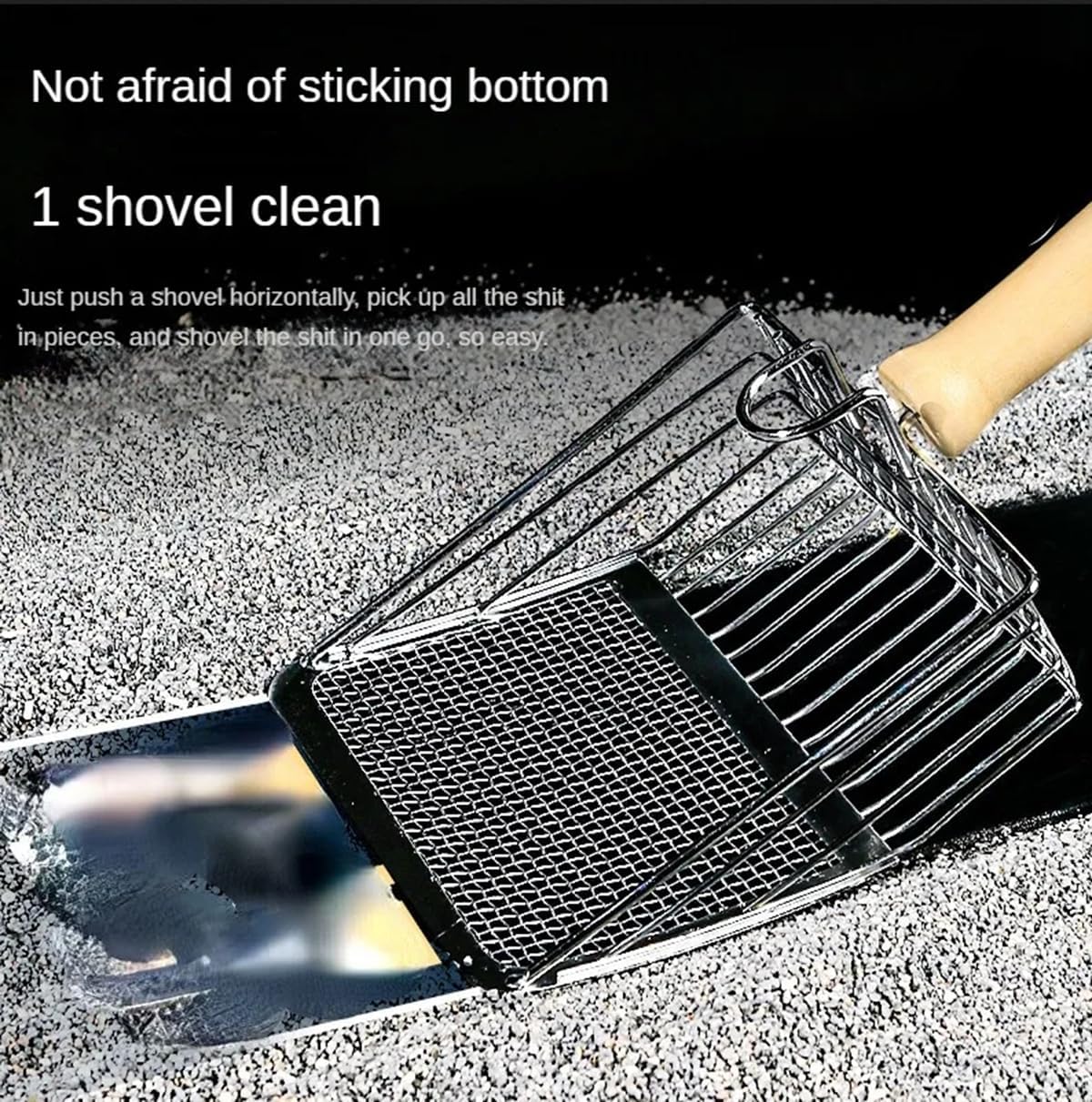 Cat Litter Shovel Wood Handle Metal Scooper with Hook Portable Stainless Steel Sifting Kitten Toilet Cleaning Tool Pet Products