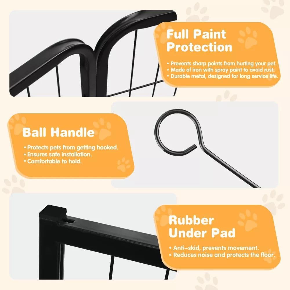 VAKA 32" Dog Playpen, 8 Panels Sturdy Metal Pet Exercise Pen, Extra Strong Folding Fence for Puppy, Rabbit, Chicken, 80cm High Portable Enclosure Fence for Indoor Outdoor Yard