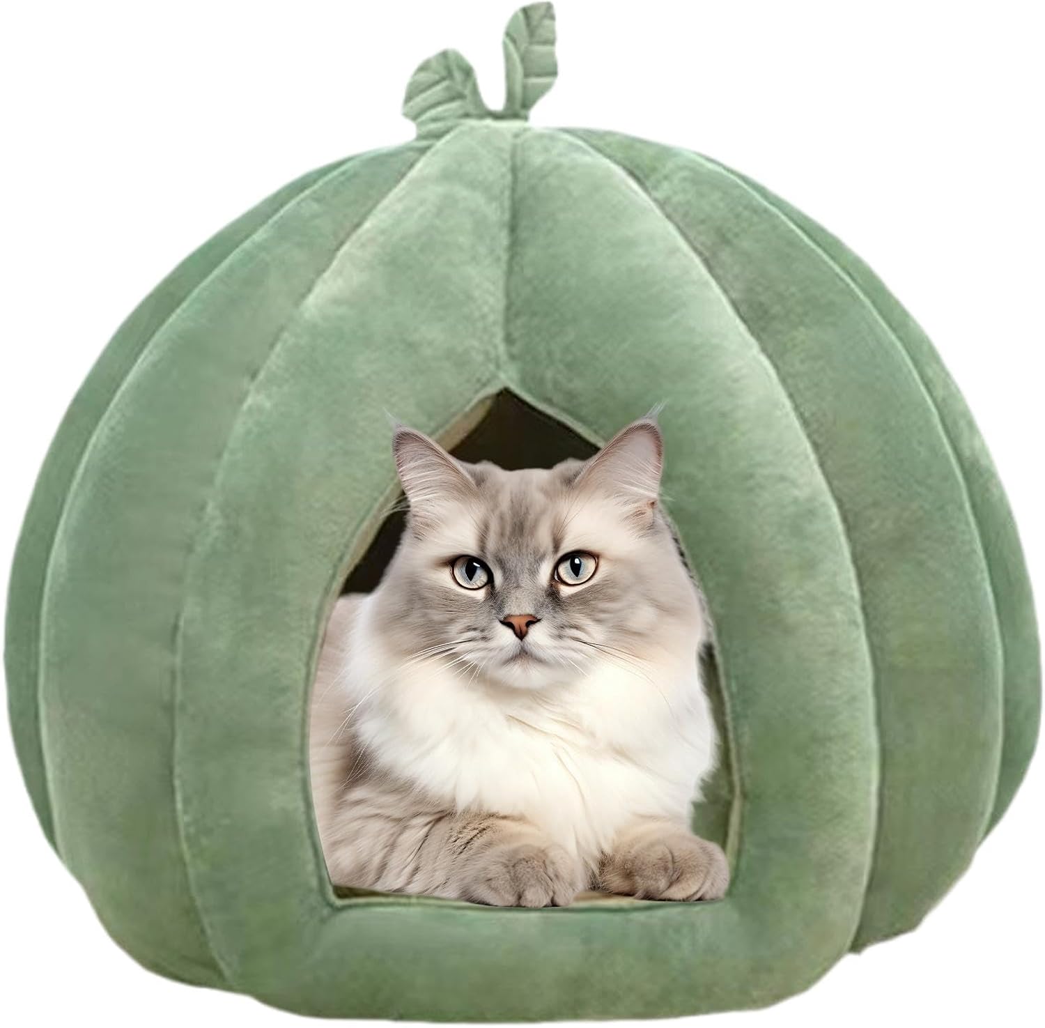 Pumpkin Bed for Dog Cat, Cat Cave Bed, Cat Bed for Indoor Cats, Soft Kitten Beds Cat Tent, Winter Warm Semi-Enclosed Cat Cave Nest with Removable Washable Cushioned Pillow for Kitten Puppy