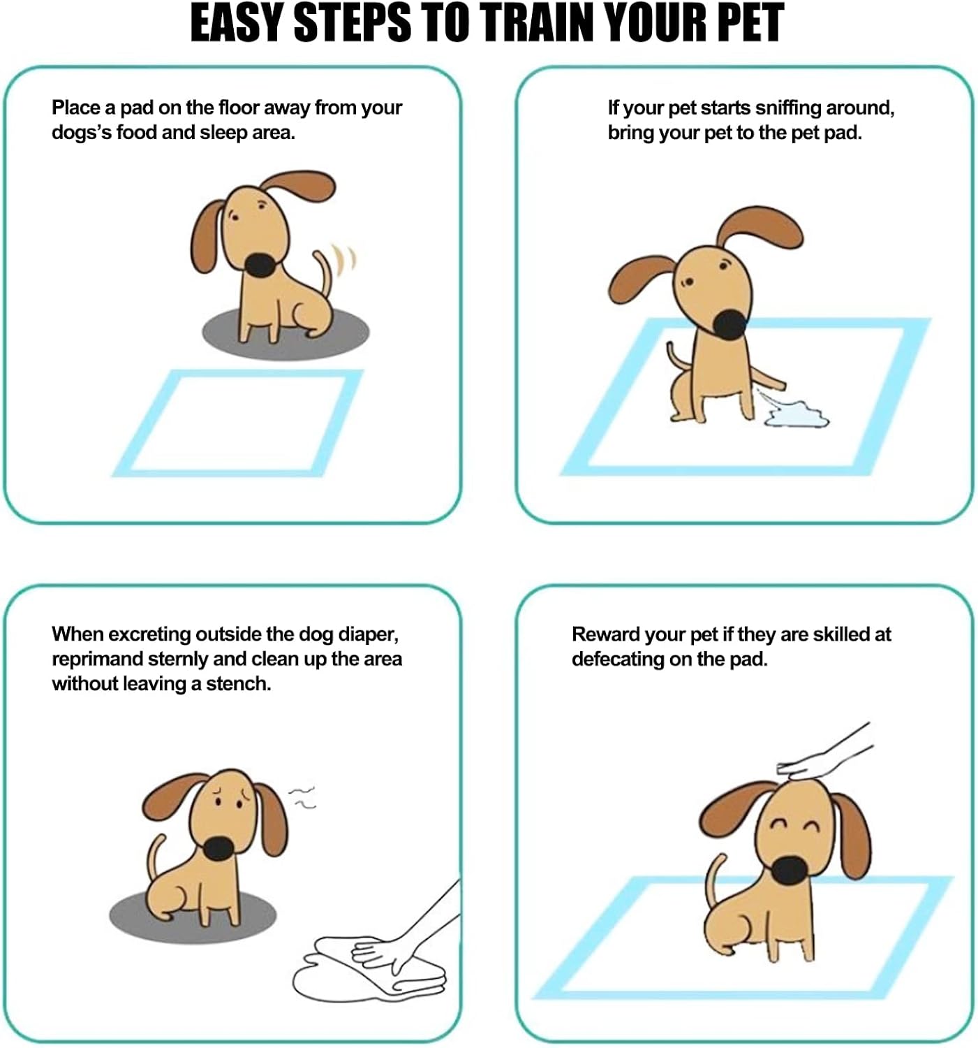 Dog Disposable Training Pad 60x60cm-100 Count |Large Puppy Pee Training Pads Super Absorbent & Leak-Proof | Disposable Pet Piddle and Potty Pads for Puppies | Dogs | Doggie (60x60P100)