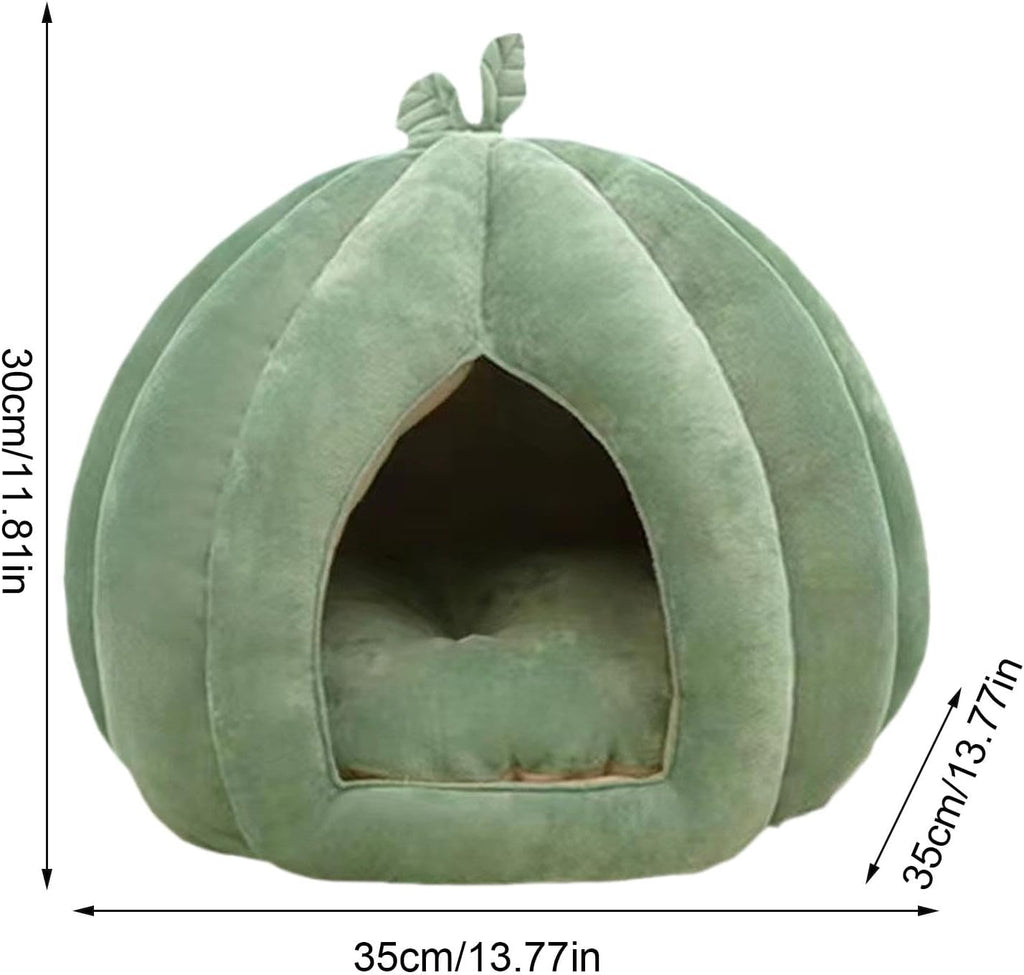 Pumpkin Bed for Dog Cat, Cat Cave Bed, Cat Bed for Indoor Cats, Soft Kitten Beds Cat Tent, Winter Warm Semi-Enclosed Cat Cave Nest with Removable Washable Cushioned Pillow for Kitten Puppy