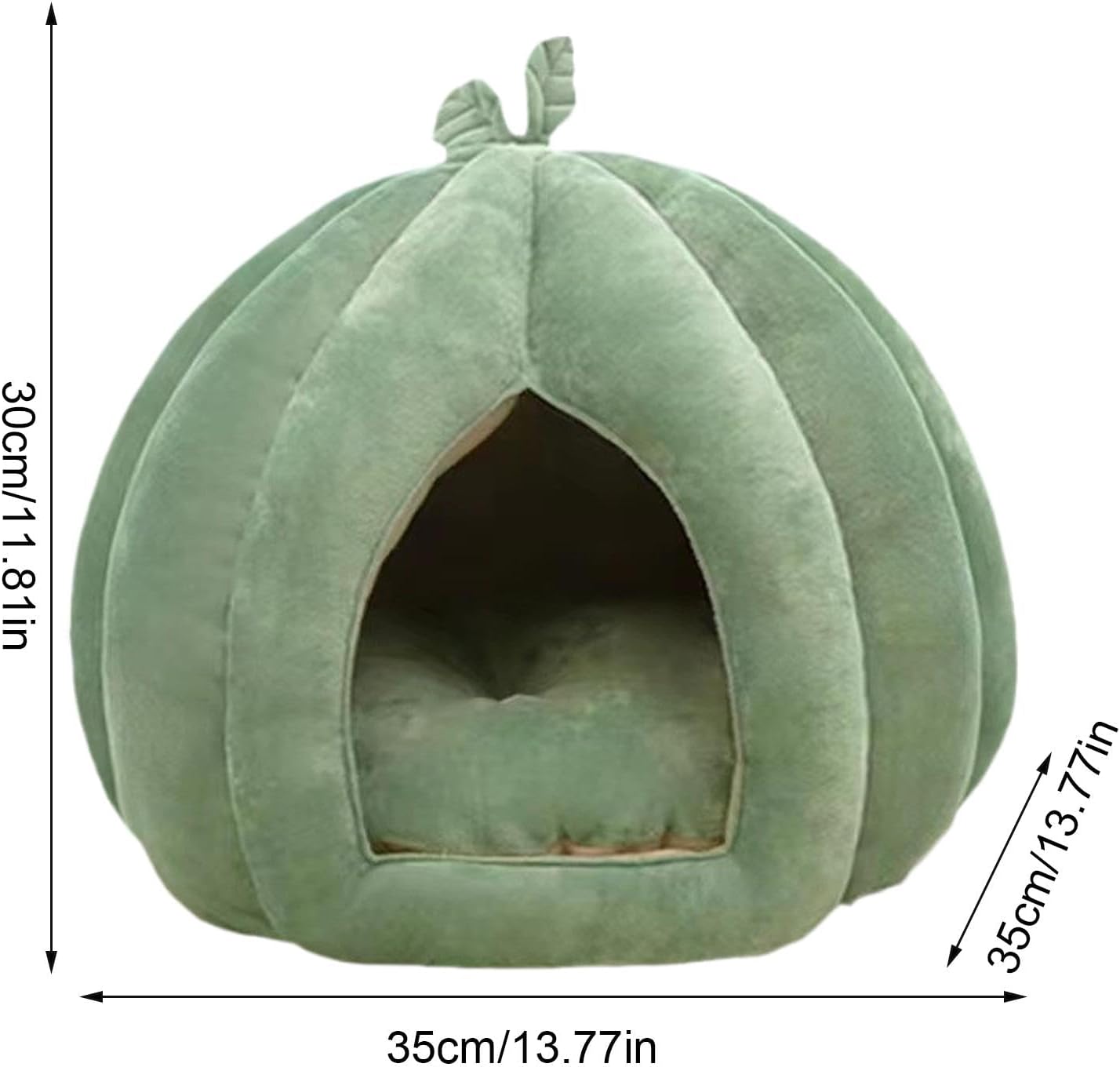 Pumpkin Bed for Dog Cat, Cat Cave Bed, Cat Bed for Indoor Cats, Soft Kitten Beds Cat Tent, Winter Warm Semi-Enclosed Cat Cave Nest with Removable Washable Cushioned Pillow for Kitten Puppy