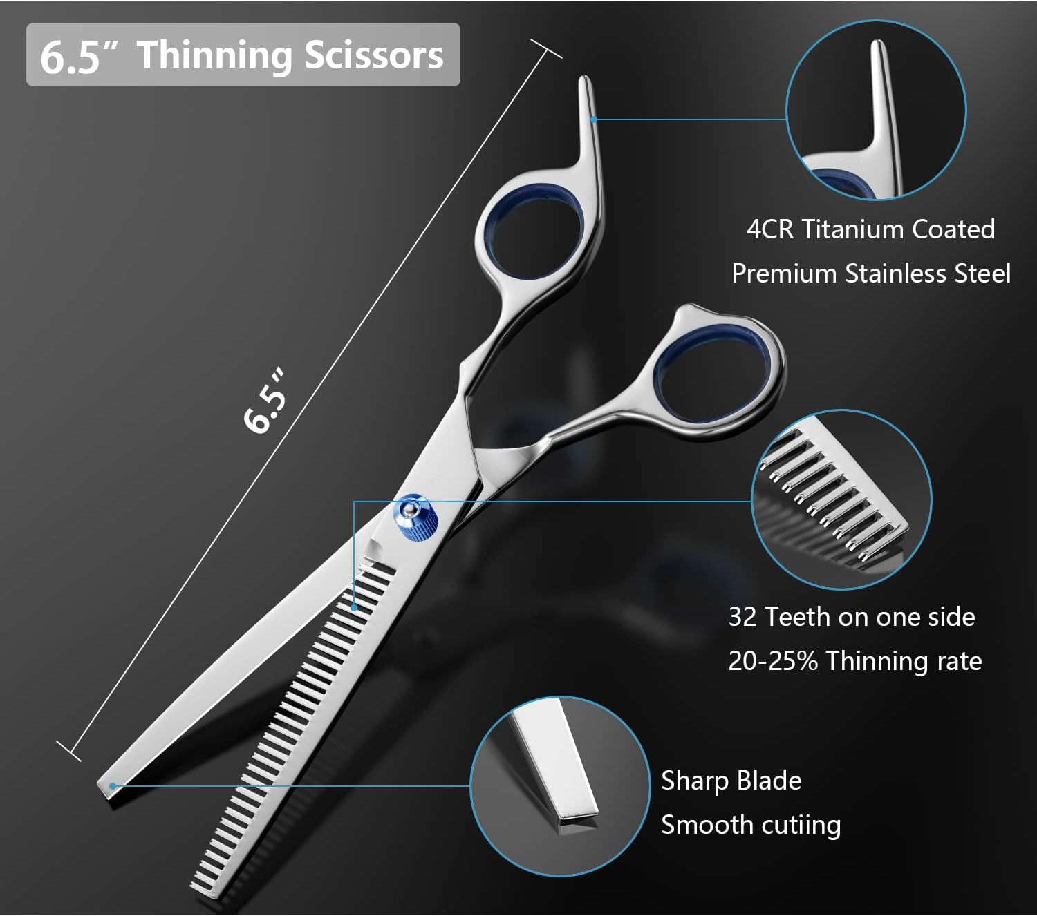Dog Grooming Scissors Kit with Safety Round Tips, Stainless Steel Professional Dog Grooming Shears Set - Thinning, Straight, Curved Shears and Comb for Long Short Hair for Dog Cat Pet