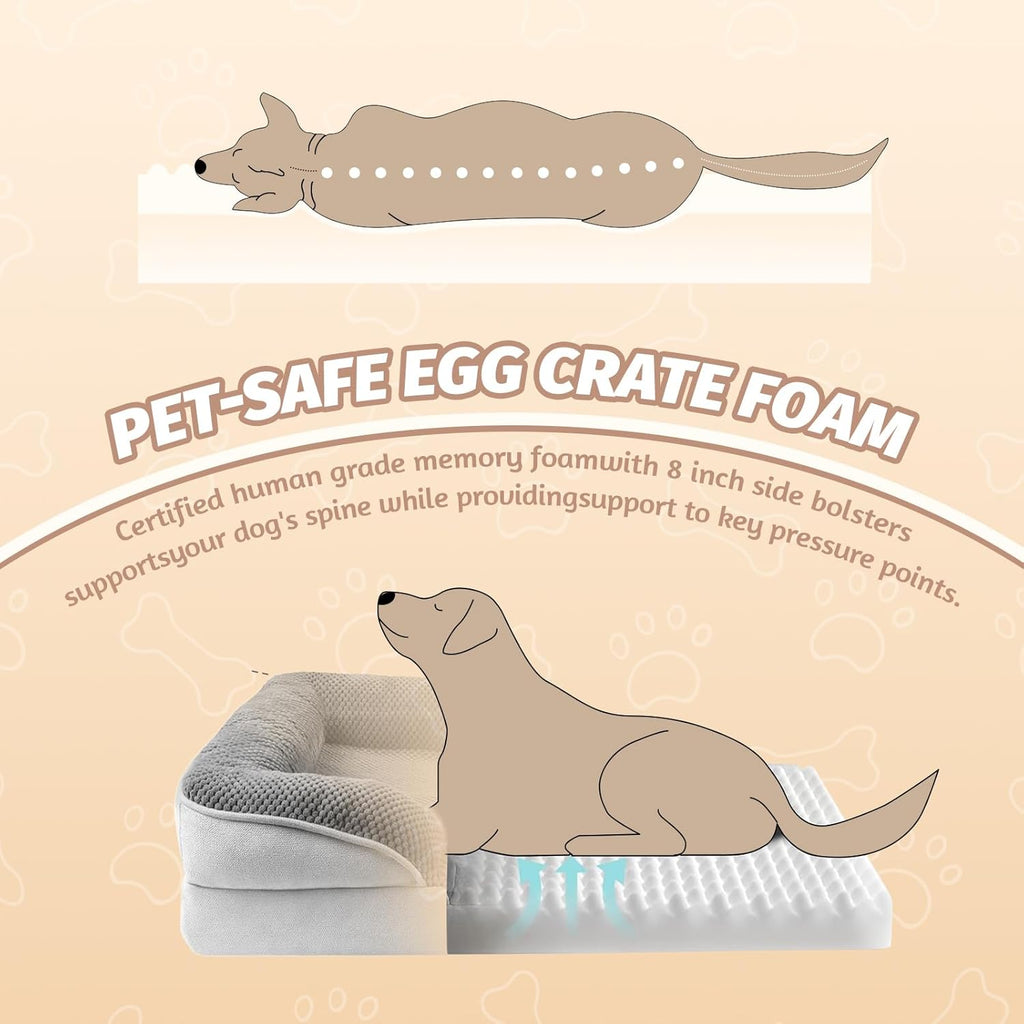 STORM HERO Orthopedic Dog Bed - Dog Sofa Beds for Small/Medium Dogs, Memory Foam Anxiety Pet Bed with Warm Mattress Cushion, Washable Dog Bedding Firm Support, Cozy Pet Crate Bed (77 x 59cm)