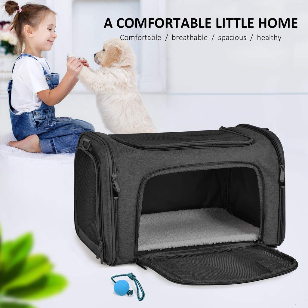 Henkelion Cat Carriers Dog Carrier Pet Carrier for Small/Medium Cats Dogs Puppies (Up to 15lbs), TSA Airline Approved Small Dog Carrier Soft Sided, Collapsible Waterproof Travel Puppy Carrier -Black