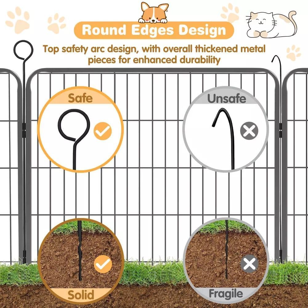 VAKA 32" Dog Playpen, 8 Panels Sturdy Metal Pet Exercise Pen, Extra Strong Folding Fence for Puppy, Rabbit, Chicken, 80cm High Portable Enclosure Fence for Indoor Outdoor Yard