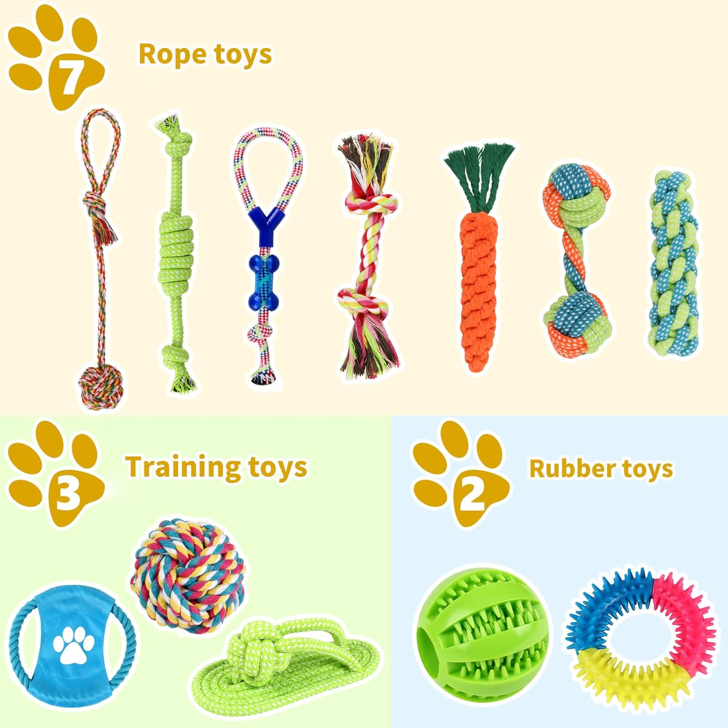 Jasonwell Dog Toys Durable Puppy Teething Toys Dog Chewing Rope Puppy Ball Interactive Dog Toy for Small Big Dogs Teether Rope Dog Toy Set