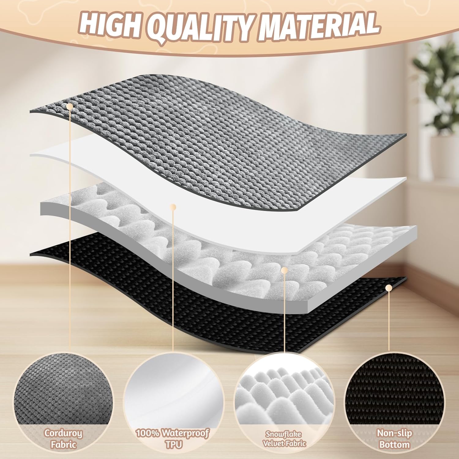 STORM HERO Orthopedic Dog Bed - Dog Sofa Beds for Small/Medium Dogs, Memory Foam Anxiety Pet Bed with Warm Mattress Cushion, Washable Dog Bedding Firm Support, Cozy Pet Crate Bed (77 x 59cm)