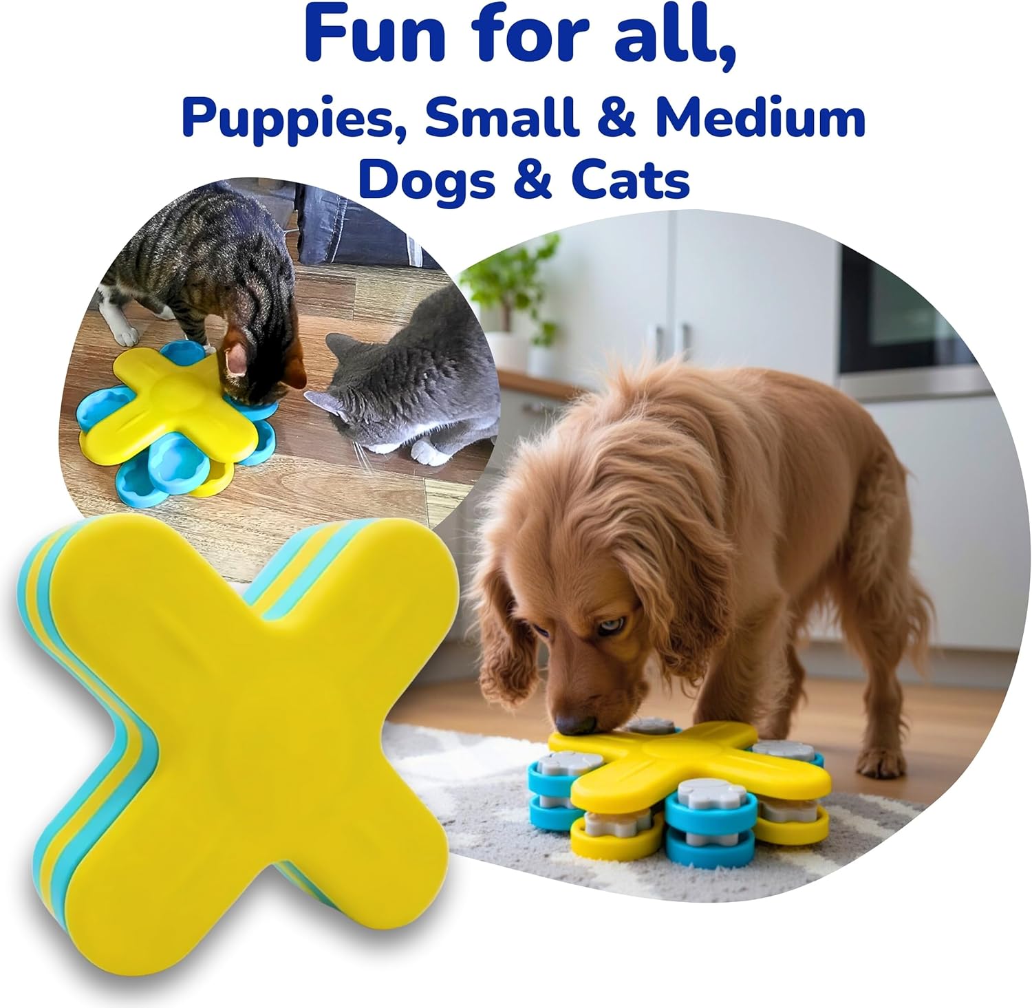 Interactive Dog Food Puzzle Feeder Toy for Smart Dogs and Cats, Mental Stimulation Slow Feeding Treat Game for Boredom & Enrichment, Puppy, Small & Medium Pet Brain Stimulating Birthday Gift