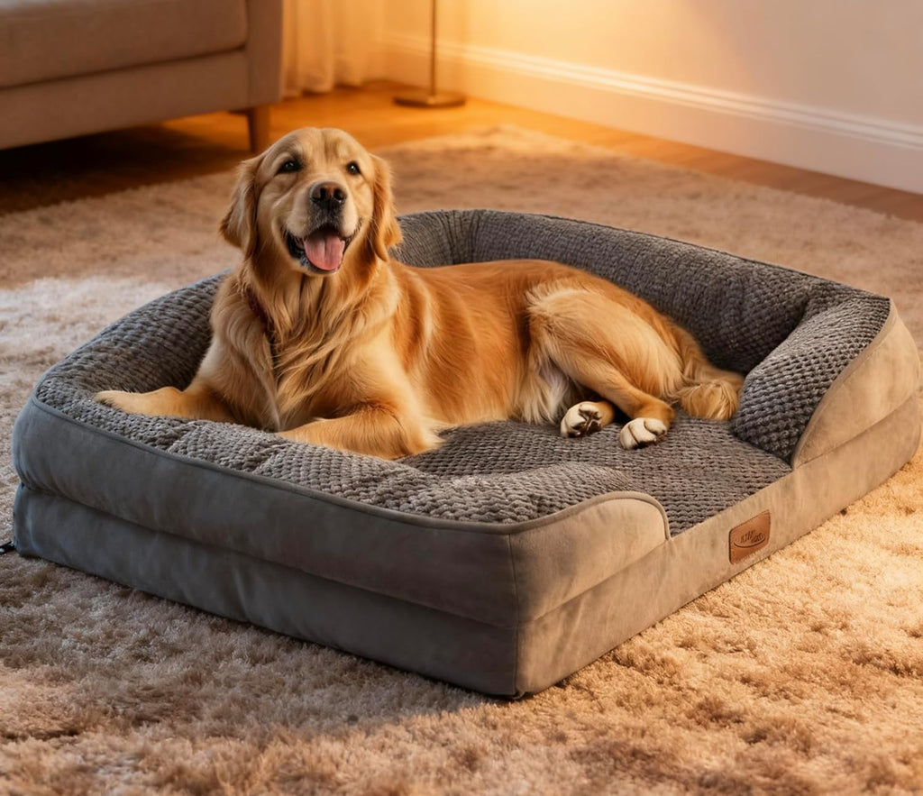 STORM HERO Orthopedic Dog Bed - Dog Sofa Beds for Small/Medium Dogs, Memory Foam Anxiety Pet Bed with Warm Mattress Cushion, Washable Dog Bedding Firm Support, Cozy Pet Crate Bed (77 x 59cm)