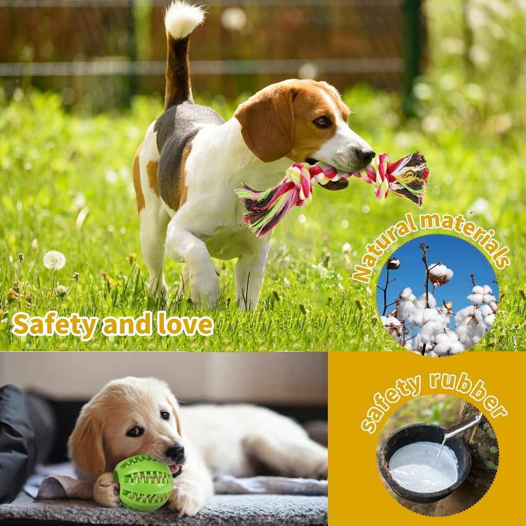 Jasonwell Dog Toys Durable Puppy Teething Toys Dog Chewing Rope Puppy Ball Interactive Dog Toy for Small Big Dogs Teether Rope Dog Toy Set