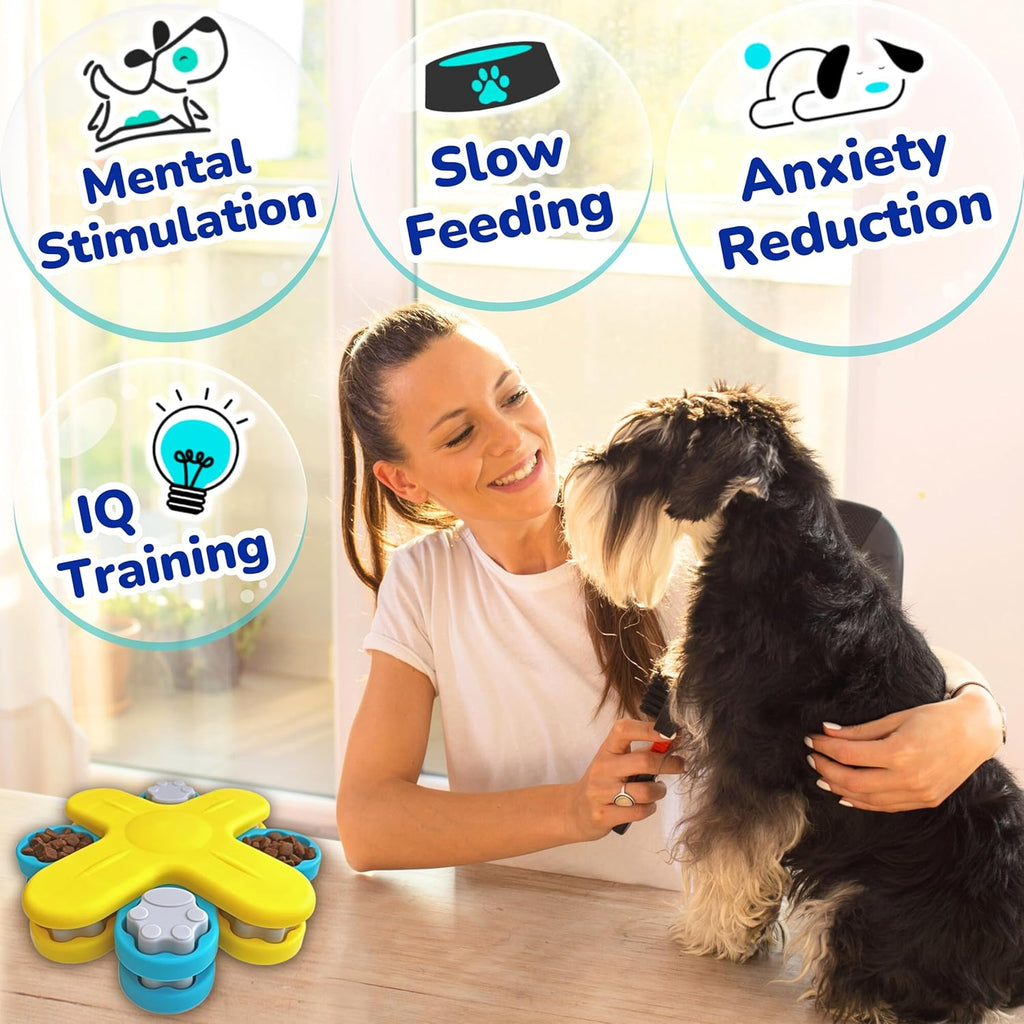 Interactive Dog Food Puzzle Feeder Toy for Smart Dogs and Cats, Mental Stimulation Slow Feeding Treat Game for Boredom & Enrichment, Puppy, Small & Medium Pet Brain Stimulating Birthday Gift