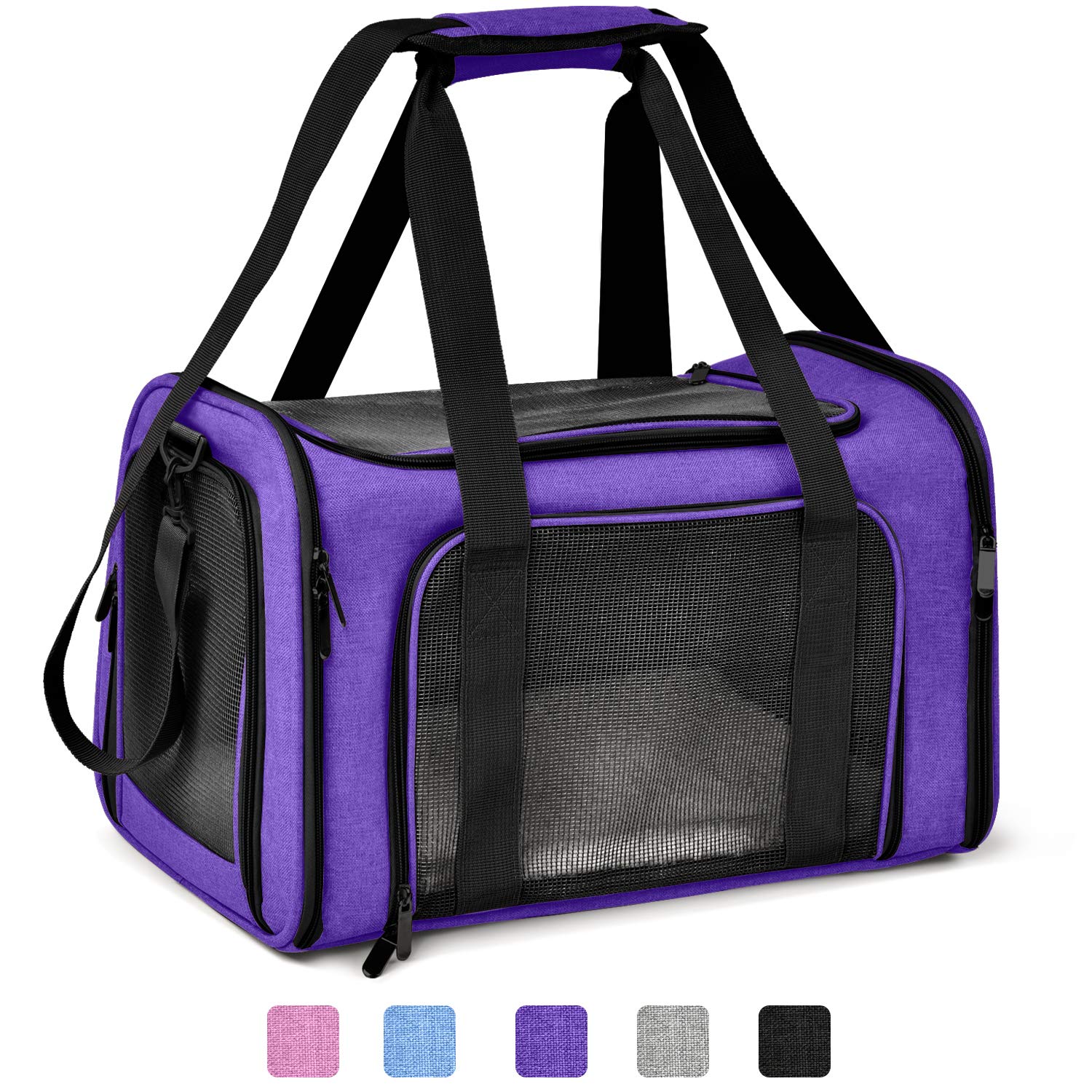 Henkelion Cat Carriers Dog Carrier Pet Carrier for Small/Medium Cats Dogs Puppies (Up to 15lbs), TSA Airline Approved Small Dog Carrier Soft Sided, Collapsible Waterproof Travel Puppy Carrier -Black
