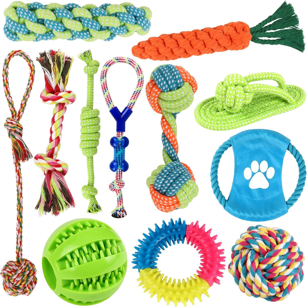 Jasonwell Dog Toys Durable Puppy Teething Toys Dog Chewing Rope Puppy Ball Interactive Dog Toy for Small Big Dogs Teether Rope Dog Toy Set