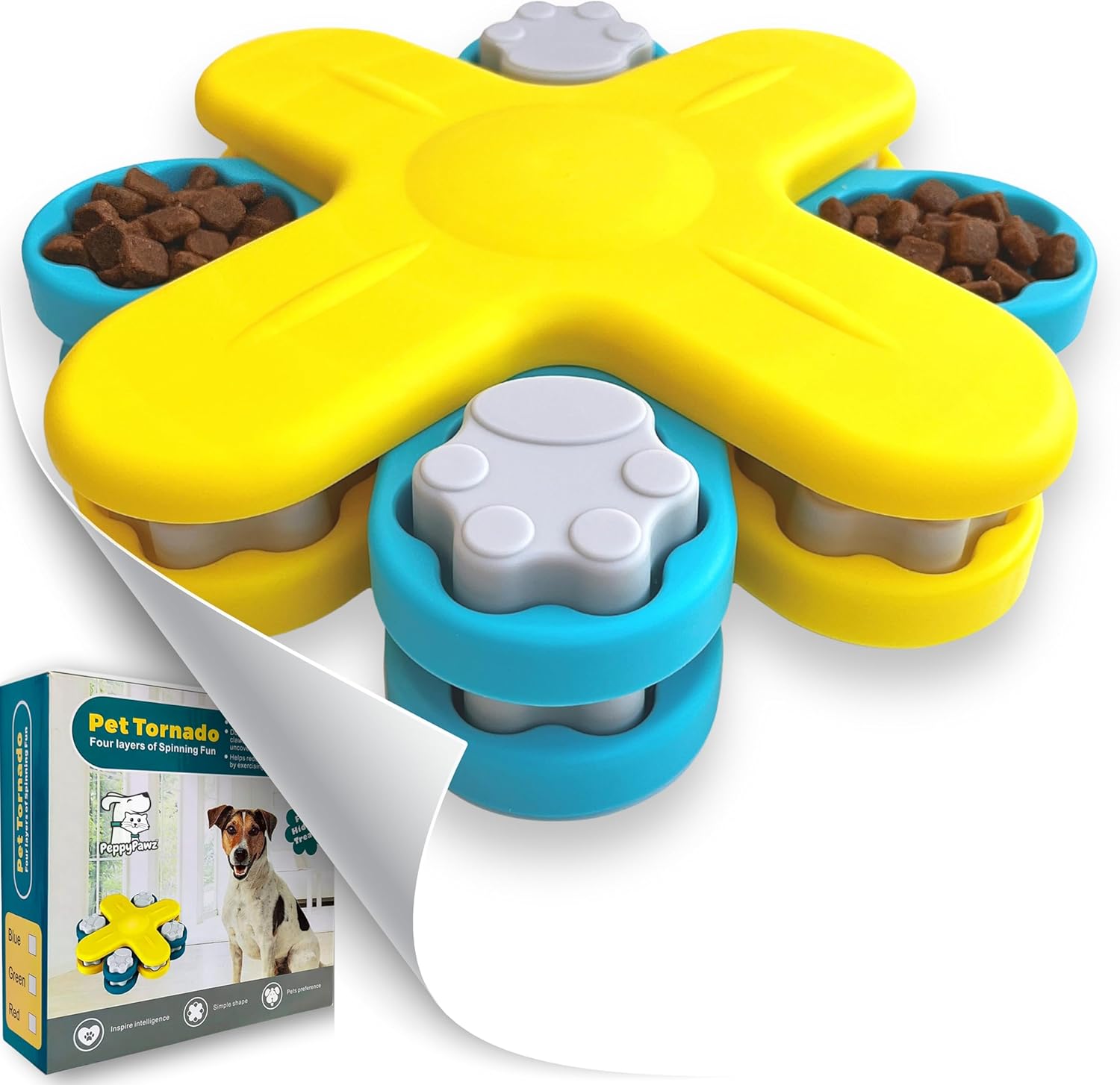 Interactive Dog Food Puzzle Feeder Toy for Smart Dogs and Cats, Mental Stimulation Slow Feeding Treat Game for Boredom & Enrichment, Puppy, Small & Medium Pet Brain Stimulating Birthday Gift