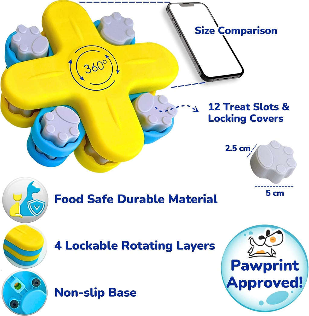 Interactive Dog Food Puzzle Feeder Toy for Smart Dogs and Cats, Mental Stimulation Slow Feeding Treat Game for Boredom & Enrichment, Puppy, Small & Medium Pet Brain Stimulating Birthday Gift
