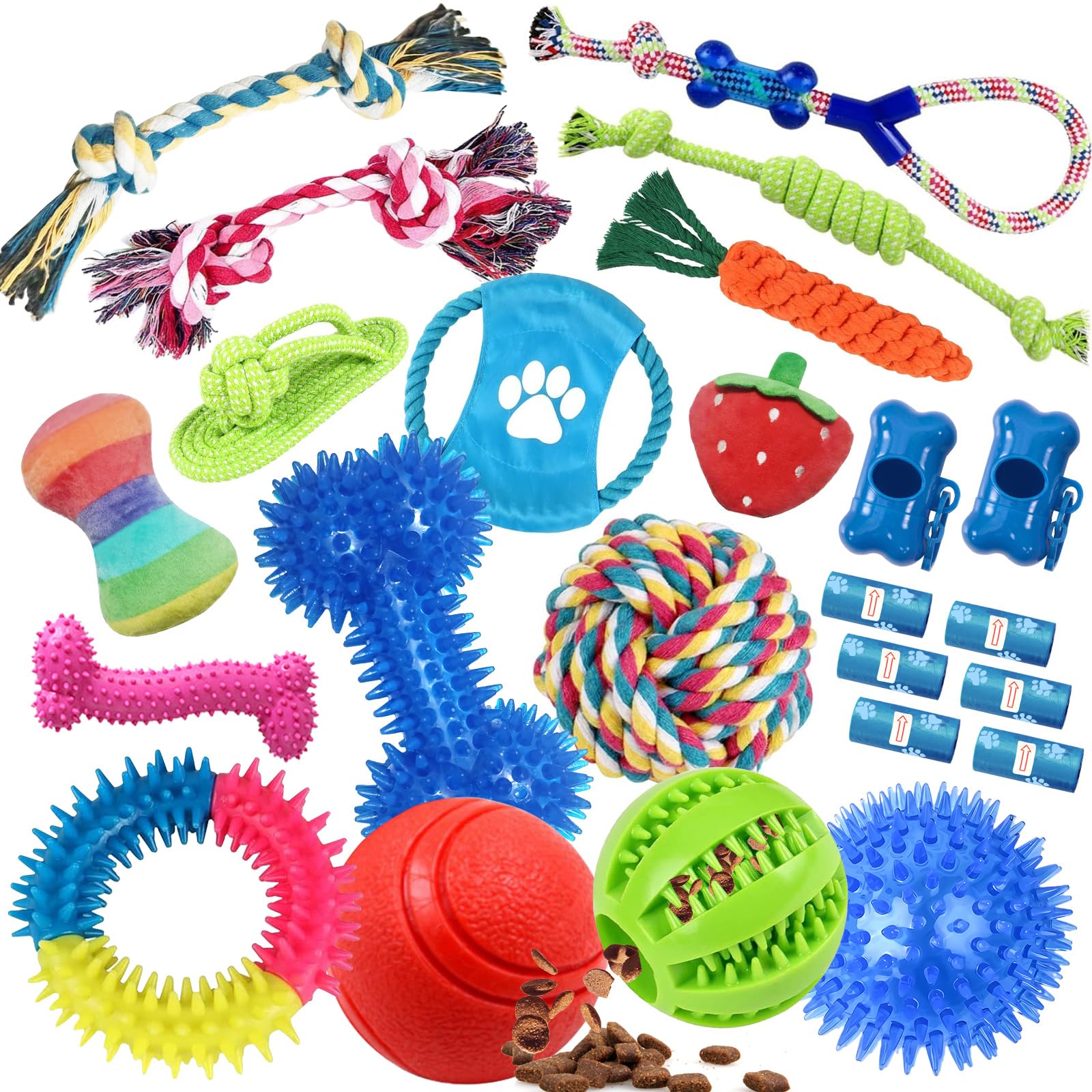Jasonwell Dog Toys Durable Puppy Teething Toys Dog Chewing Rope Puppy Ball Interactive Dog Toy for Small Big Dogs Teether Rope Dog Toy Set