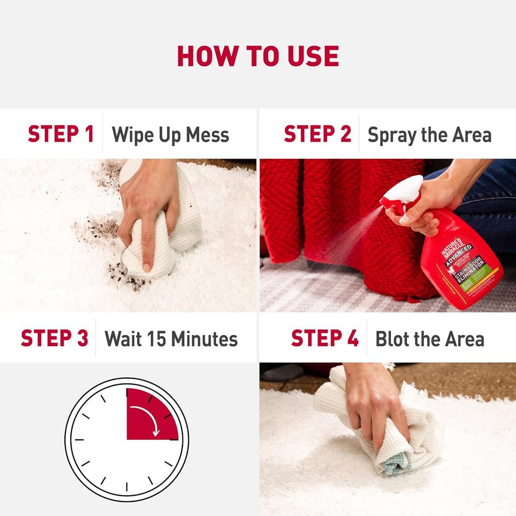 Nature’s Miracle Advanced Dog Stain And Odour Eliminator, Sunny Lemon Scent, 946ml, Severe Mess Enzymatic Formula, Pet Urine Destroyer, Multi-Surface Cleaner - Use On Carpet & Furniture, Trigger Spray