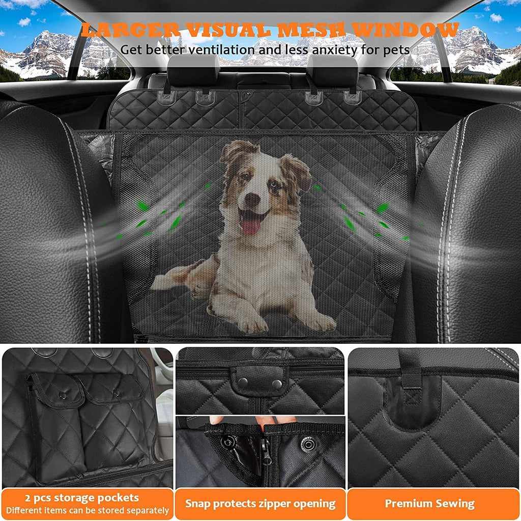 WOWBABEPETS 5-in-1 Convertible Dog Car Seat Cover for Back Seat 100% Waterproof Dog Car Hammock Nonslip Backseat Dog Cover with Mesh Window Pet Seat Protector for Cars, Trucks and SUVs